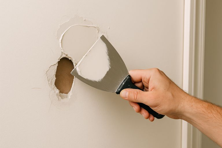 Drywall repair patching holes and cracks Savannah GA handyman service
